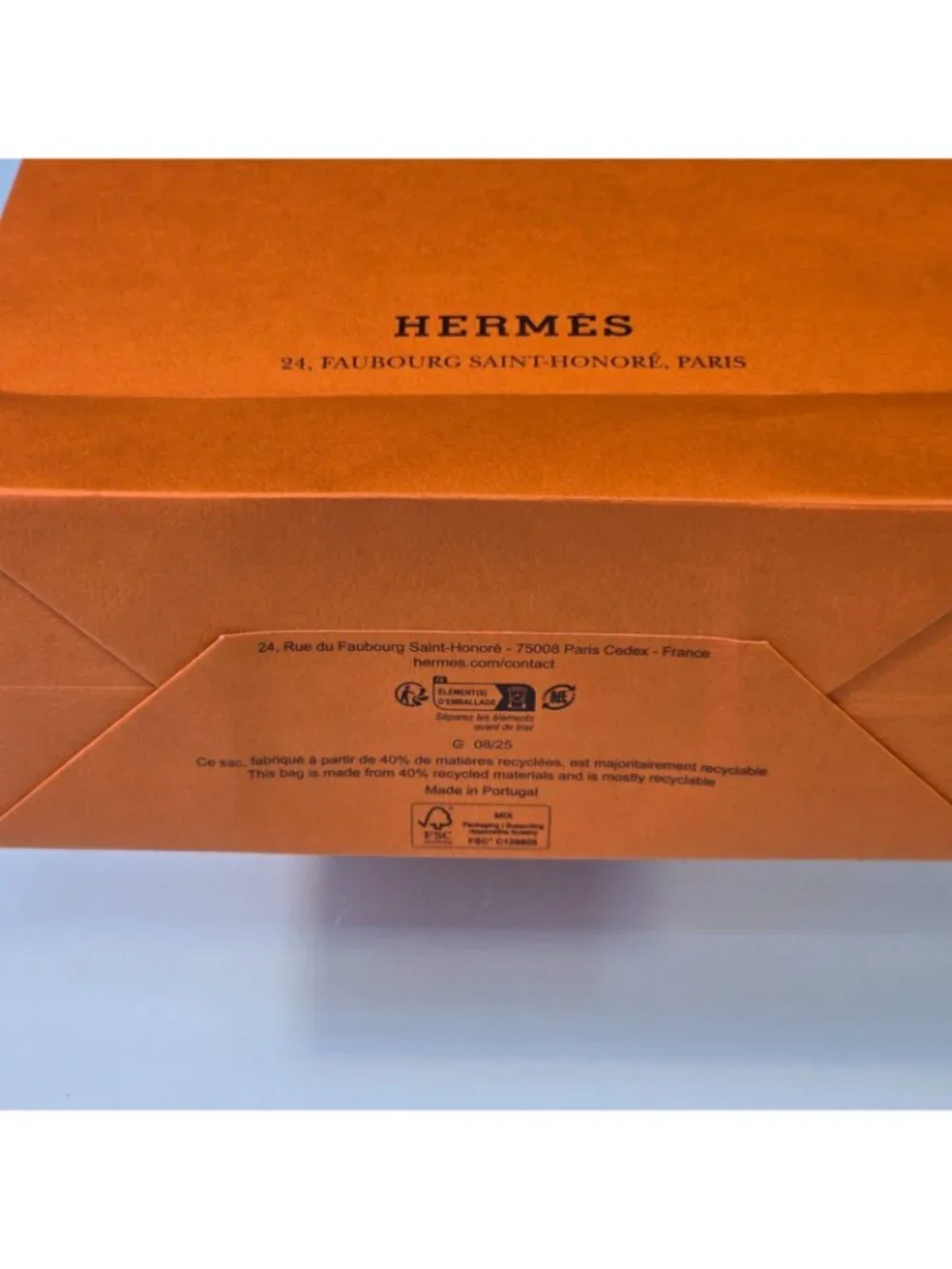 Authentic Hermes Empty Orange Shopping Gift Paper Bag 11”x 8” x 3.25